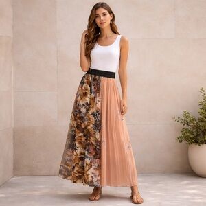 Magic floral maxi skirt XL fairy grunge Flowy boho